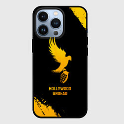 Чехол для iPhone 13 Pro Hollywood Undead - gold gradient, цвет: 3D-черный