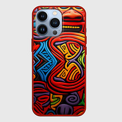 Чехол для iPhone 13 Pro Разноцветный узор в стиле абстракционизм, цвет: 3D-красный