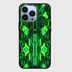 Чехол для iPhone 13 Pro Киберпанк неоновая броня зелёная, цвет: 3D-черный