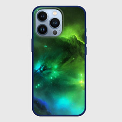 Чехол для iPhone 13 Pro Бескрайний космос зелёный, цвет: 3D-тёмно-синий
