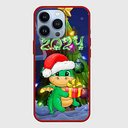 Чехол для iPhone 13 Pro Дракон у елки 2024, цвет: 3D-красный