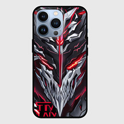 Чехол для iPhone 13 Pro Красный неоновый кибер демон, цвет: 3D-черный