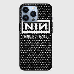 Чехол для iPhone 13 Pro Nine Inch Nails glitch на темном фоне, цвет: 3D-черный