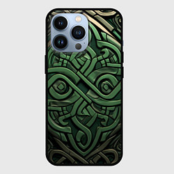 Чехол для iPhone 13 Pro Симметричный узор в ирландском стиле, цвет: 3D-черный