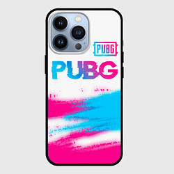 Чехол для iPhone 13 Pro PUBG neon gradient style посередине, цвет: 3D-черный