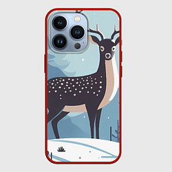 Чехол для iPhone 13 Pro Зимняя сказка олень в лесу, цвет: 3D-красный