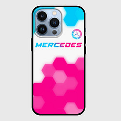 Чехол для iPhone 13 Pro Mercedes neon gradient style посередине, цвет: 3D-черный