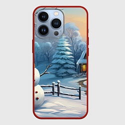 Чехол iPhone 13 Pro Новый год и снеговик