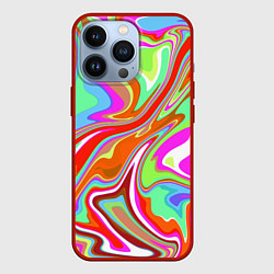 Чехол для iPhone 13 Pro Цветная плазменная абстракция, цвет: 3D-красный