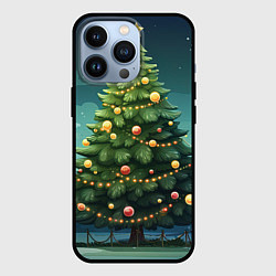 Чехол для iPhone 13 Pro Новогодняя зеленая елка, цвет: 3D-черный