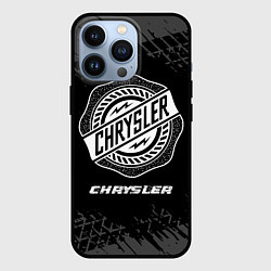 Чехол для iPhone 13 Pro Chrysler speed на темном фоне со следами шин, цвет: 3D-черный