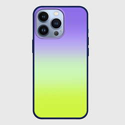 Чехол для iPhone 13 Pro Фиолетовый мятный и желто-зеленый градиент, цвет: 3D-тёмно-синий