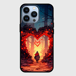 Чехол для iPhone 13 Pro Сердце в сердце на закате, цвет: 3D-черный