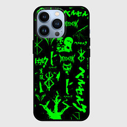 Чехол для iPhone 13 Pro Berserk neon green, цвет: 3D-черный