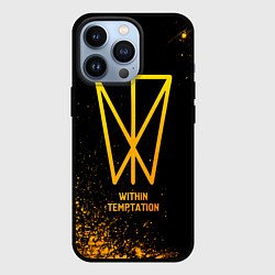 Чехол для iPhone 13 Pro Within Temptation - gold gradient, цвет: 3D-черный