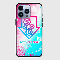 Чехол для iPhone 13 Pro System of a Down neon gradient style, цвет: 3D-черный