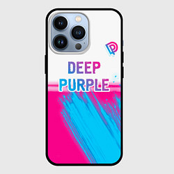 Чехол для iPhone 13 Pro Deep Purple neon gradient style посередине, цвет: 3D-черный