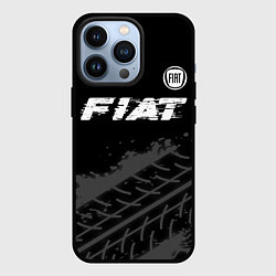 Чехол для iPhone 13 Pro Fiat speed на темном фоне со следами шин посередин, цвет: 3D-черный