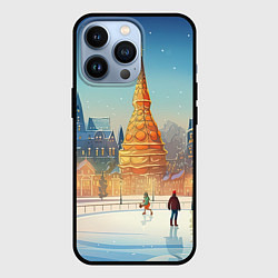 Чехол для iPhone 13 Pro Новогодняя елка на площади, цвет: 3D-черный