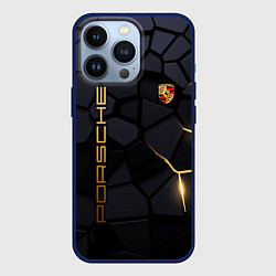 Чехол для iPhone 13 Pro Porsche - плиты с эффектом свечения, цвет: 3D-тёмно-синий