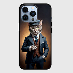 Чехол для iPhone 13 Pro Кот в стиле Томаса Шелби - Острые козырьки, цвет: 3D-черный