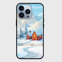 Чехол для iPhone 13 Pro Новогодняя деревушка, цвет: 3D-черный