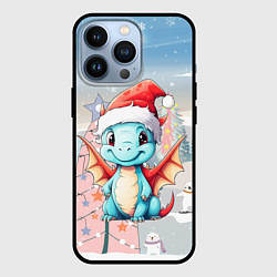 Чехол для iPhone 13 Pro Милый праздничный дракончик 2024, цвет: 3D-черный