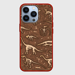 Чехол для iPhone 13 Pro Dinosaurs bones, цвет: 3D-красный