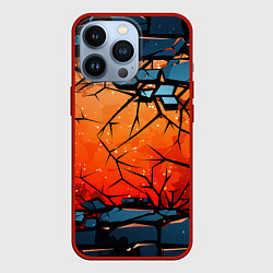 Чехол iPhone 13 Pro Разлом оранжевых плит