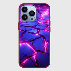 Чехол iPhone 13 Pro Неоновые фиолетовые камни со свечением