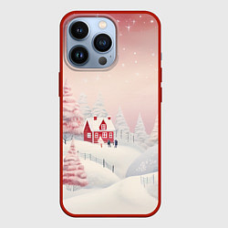Чехол для iPhone 13 Pro Снежное сияние ночи, цвет: 3D-красный