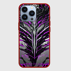 Чехол для iPhone 13 Pro Киберпанк доспех фиолетовый, цвет: 3D-красный