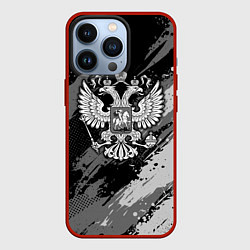 Чехол для iPhone 13 Pro Россия - серый монохромный, цвет: 3D-красный