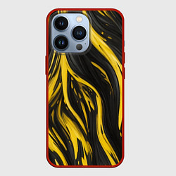 Чехол для iPhone 13 Pro Жёлтая и чёрная краска, цвет: 3D-красный