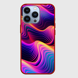 Чехол для iPhone 13 Pro Неоновый узор неоновая волна, цвет: 3D-красный