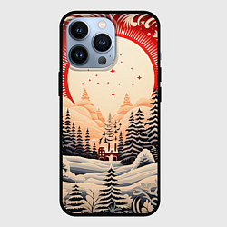 Чехол для iPhone 13 Pro Орнаменты зимы 2024, цвет: 3D-черный