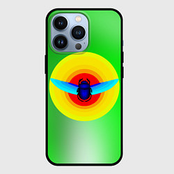 Чехол для iPhone 13 Pro Скарабей в желтом круге, цвет: 3D-черный