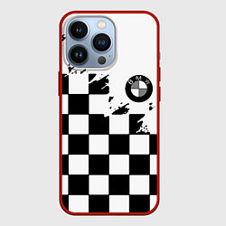 Чехол для iPhone 13 Pro BMW black geometry splash, цвет: 3D-красный