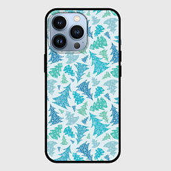 Чехол для iPhone 13 Pro Ёлочки зимнего леса, цвет: 3D-черный