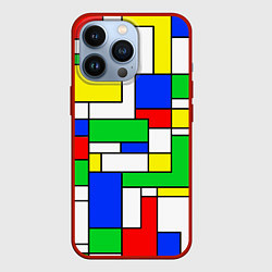 Чехол для iPhone 13 Pro Геометрический жёлто-сине-красный, цвет: 3D-красный