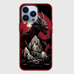 Чехол для iPhone 13 Pro Дракон серебристого снега, цвет: 3D-красный
