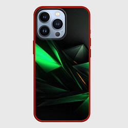 Чехол для iPhone 13 Pro Зеленая геометрическая абстракция, цвет: 3D-красный