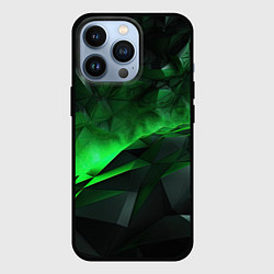 Чехол для iPhone 13 Pro Асимметричный узор зелени, цвет: 3D-черный