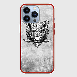 Чехол для iPhone 13 Pro Texture - дикий секач, цвет: 3D-красный