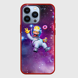 Чехол для iPhone 13 Pro Homer Simpson in space - ai art, цвет: 3D-красный