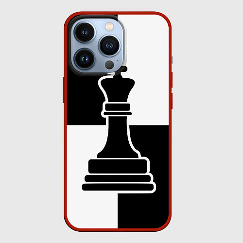 Чехол iPhone 13 Pro Шахматы - ферзь / 3D-Красный – фото 1