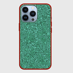 Чехол для iPhone 13 Pro Малахитовая текстура, цвет: 3D-красный