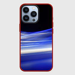 Чехол для iPhone 13 Pro Синие волны на черном, цвет: 3D-красный