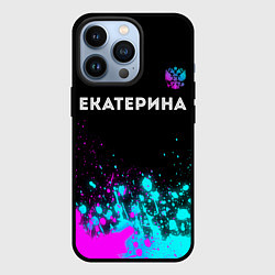 Чехол для iPhone 13 Pro Екатерина и неоновый герб России посередине, цвет: 3D-черный