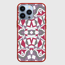 Чехол для iPhone 13 Pro Геометрический узор красно серый, цвет: 3D-красный